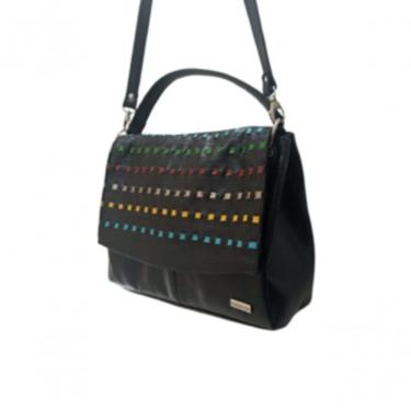 Imagem de Bolsa Feminina Tira Colo De Couro Fashion Zup Cor Preto
