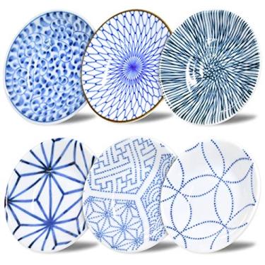 Imagem de Mino Ware Japanese Mini Side Condiment Plate, Sushi Soy Sauce Fruit Cake, Aie Design, 3.93 inch, Set of 6
