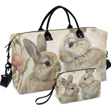 Imagem de Ghost Woods – Bolsa esportiva colorida para viagem, conjunto de 2, bolsa esportiva pequena para pintura, Coelho de arte Spring Bunnies, Clássico