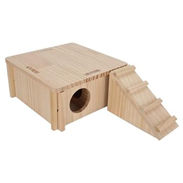 Imagem de Ymiko Hamster Wooden Hideout Wood House Com para Pequenos Animais de Estimação