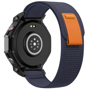 Imagem de HQzon Pulseira de nylon Trail Loop compatível com Amazfit Trex 3, design de gancho e laço de nylon de 22 mm para homens e mulheres