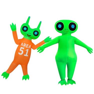 Imagem de ZYJ-AWASA 2 pacotes de fantasia de alienígena inflável fantasia de Halloween para adultos/Halloween/festa de Natal/Carnaval, Verde, G