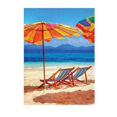 Imagem de Cobertor de pelúcia à beira-mar, espreguiçadeiras com vista para o mar tropical da Tailândia, imagem de férias exóticas, cobertor micro-Fleece ultra macio e confortável para sofá ou quarto, 127 cm x