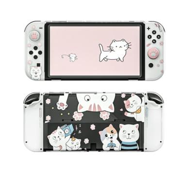 Imagem de NANANINO Capa para Switch OLED Cat, capa protetora OLED Cat e protetor de tela e tampas de aperto de polegar