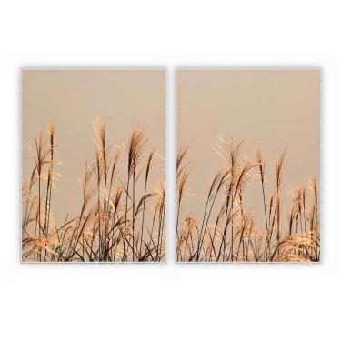Imagem de Kit Com 2 Quadros Decorativos Florais Com Moldura Para Sala Quarto Escritório 62x823 Fl...