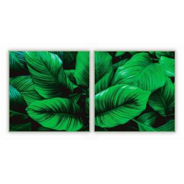 Imagem de Kit Com 2 Quadros Decorativos Florais Com Moldura Para Sala Quarto Escritório 82x82 Flo...