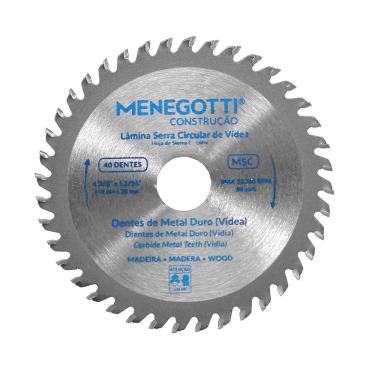 Imagem de Disco Serra Circular Vídea 4.3/8 Pol (110mm) 40 Dentes MSC Menegotti