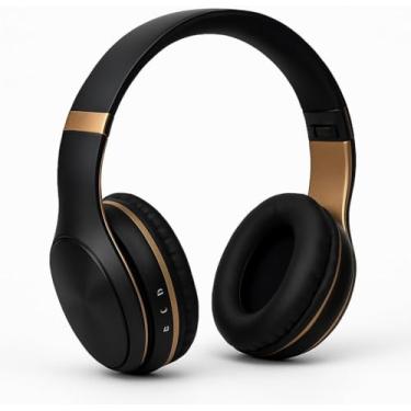 Imagem de Fone de Ouvido Sem Fio Headphone Bluetooth Estéreo Preto Com Dourado