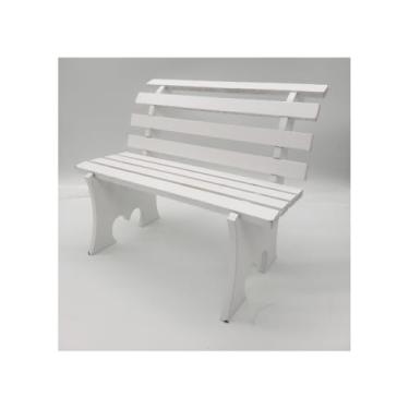 Imagem de Mini Banco Banquinho da praça item decorativo em mdf Pintado(Branco)