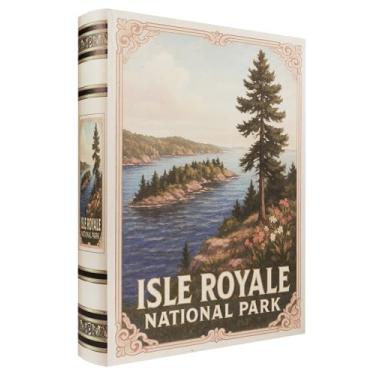 Imagem de XIAOAIKA Caixa de livro decorativa de madeira – Caixas de livros falsas vintage com design de parque nacional, armazenamento secreto com fecho magnético, capa de couro, perfeita para estante de