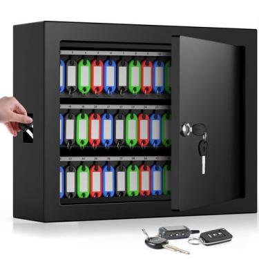 Imagem de Key Lock Box Nebakne Suporte de parede de 75 teclas com 75 etiquetas d