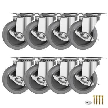 Imagem de Caster Wheels BOSGEOT Heavy Duty de 3 polegadas com freio, conjunto de