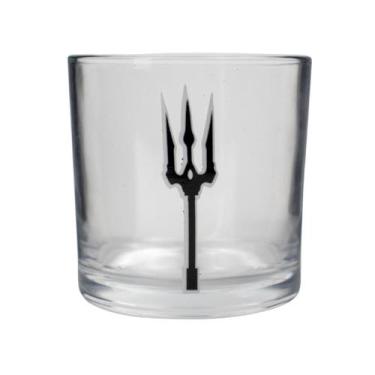 Imagem de Copo De Whisky Vidro Exú Tridente Trabalhado 300 Ml - Meta Atacado