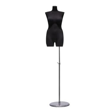 Imagem de Manequins femininos plus size para varejo, manequim removível de linho, adequado para camisetas, saias e jaquetas(Black Silver)