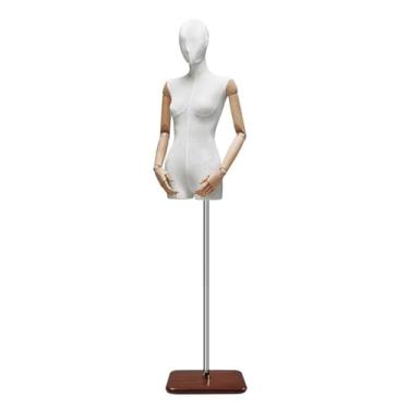 Imagem de Mannequin Altura ajustável de 60,62-78,74 pol. para manequins de varejo humanos, manequim de pose rotativa com base de metal, removível(White)