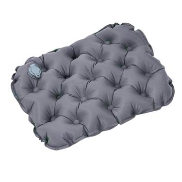 Imagem de KiBcsLic Almofada de assento inflável para estádio, almofada dobrável e respirável para cadeira de escritório, de assento de ar para pesca, avião, barco, praia, Cinza Escuro