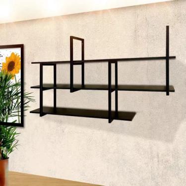 Imagem de Prateleira Estilo Industrial Suspensa Design Moderno e Elegante para Sala Escritório Quarto e Cozinha com Ferro e Madeira