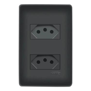 Imagem de Conjunto 2 Tomadas 20 Amperes Tripolar 4X2 Preto Fosco Fame