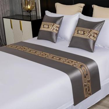Imagem de Cachecol de cama de hotel para corredores de cama de qualidade moderna decoração de cama de luxo cachecol de proteção para quarto toalhas de cama macias para cama de solteiro queen king size - cinza||