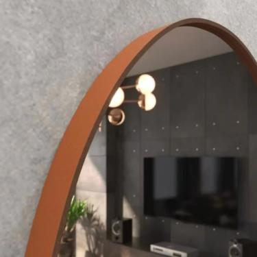 Imagem de Espelho Orgânico Decorativo Oval 60x40cm Moldura Em Couro - Dekore Gla