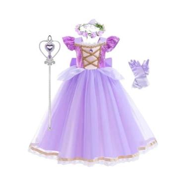Imagem de Vestido de Princesa Rapunzel para Crianças - Fantasia de Cosplay Enrol