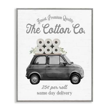 Imagem de Stupell Industries Cotton Co Papel Higiênico Entrega Cinza Emoldurado Giclée Design de Arte por Lettered and Lined, 76 x 61 cm