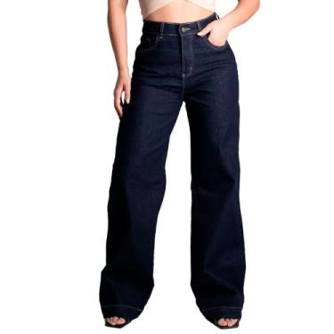 Imagem de Calça Jeans Feminina Sawary Wide Leg Preto, Preto, 42