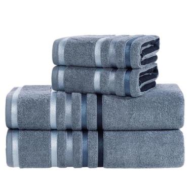 Imagem de Jogo Toalha de Banho Karsten Gigante Fio Penteado 4 Peças, Azul Sereno