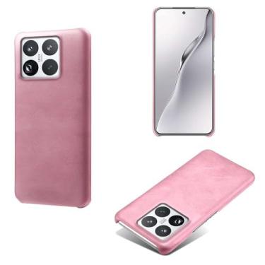 Imagem de Capa para Xiaomi 15 Pro,Proteção contra quedas,Casca de volta de cor sólida simples,Design de couro de imitação de plástico-Pink