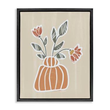 Imagem de Stupell Industries Vaso assimétrico Cottage Blooms preto emoldurado com tela flutuante design de arte de parede por Beki Marquardt, 89 x 63 cm