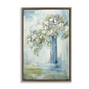 Imagem de Stupell Industries Vaso de flor alto em pé marrom emoldurado em tela flutuante design de arte de parede por Mary Parker Buckley, 78 x 53