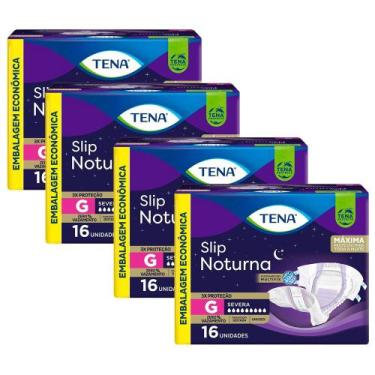 Imagem de Kit 4 Fralda Geriátrica Tena Slip Noturna Tamanho G com 16 Unidades