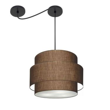 Imagem de Lustre Sala De Jantar Com Desvio Vivare Md-4398 Cúpula Em Tecido 45cm Café 127/220v