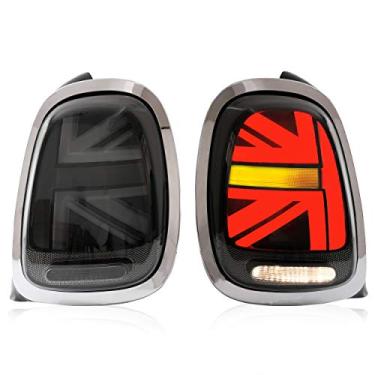 Imagem de VLAND Conjunto de luzes traseiras adequado para BMW Mini Cooper F55 F56 F57 2014-2022, lâmpada traseira Union Jack com DRL, luz traseira com seta sequencial, plug-and-play, lente fumê cromada