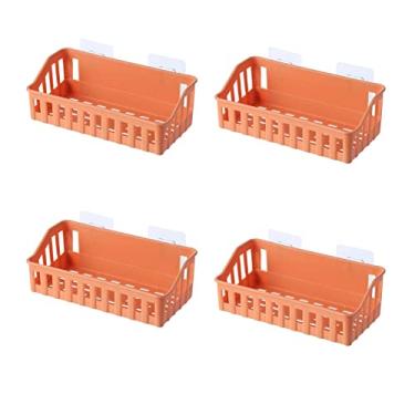 Imagem de hezhuhe2258 Armazenamento de banheiro, 4 prateleiras, prateleiras de plástico para vaso sanitário, prateleiras de armazenamento montadas na parede, prateleiras não perfuradas, essenciais para casa