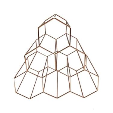 Imagem de GRFIT Ganchos de pesca, rack de vinho de mesa, 6 garrafas de metal favo de mel cremalheira de armazenamento hexagonal, suportes de exibição para bar doméstico ganchos de peixe de mesa