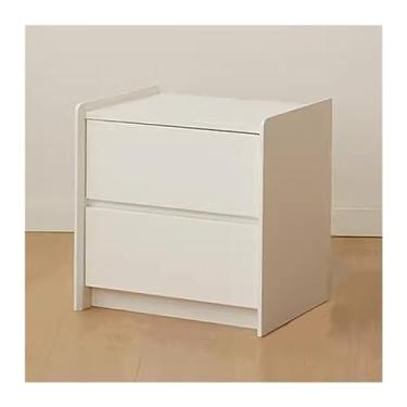 Imagem de Mesa de cabeceira, duas gavetas sem guiador, mesa de cabeceira de madeira maciça para quarto, mesa de cabeceira, armazenamento de pernas, móveis de cabeceira espaçosos, bancada, preto/branco, móveis