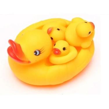 Imagem de Família Pato De Borracha Brinquedo Banho Divertido Apita - Elite Impor