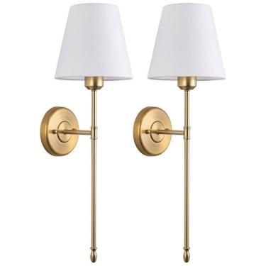 Imagem de Conjunto de Luminária de Parede Sem Fio com Estilo Retrô, Carregamento via USB e 2 Peças, Tumgog, Dourado