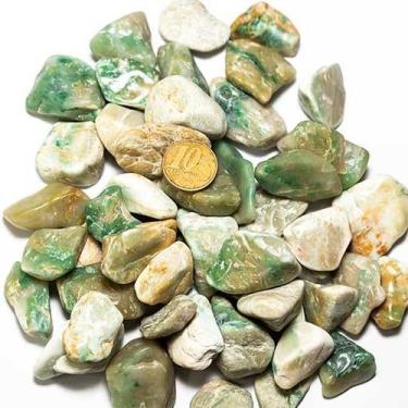 Imagem de 1kg Jadeita Verde Rolada Natural Tipo B - 20 a 35mm - Atacado