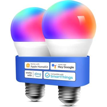 Imagem de meross Lâmpada inteligente, lâmpadas LED WiFi inteligentes compatíveis com Apple HomeKit, Siri, Alexa, Google Assistant e SmartThings, regulável E26 multicolorido 2700K-6500K RGB, equivalente a 810