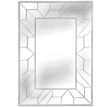 Imagem de Espelho De Metal/Vidro Com Moldura Prata 70X50 Cm