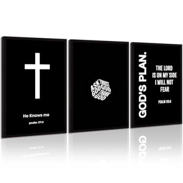 Imagem de Arte de parede de Jesus Cristão Preto Branco Deus Tela Decoração de Parede Pôster de Verso da Bíblia Religiosa Pintura Cristã Cruz Arte Cristão Impressões de Escrituras Imagem para Quarto 30,5 x 40,6