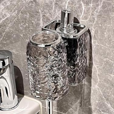 Imagem de Rack de armazenamento de copo de escova de dentes, sem necessidade de perfuração, copo de enxaguante bucal para banheiro, cinza