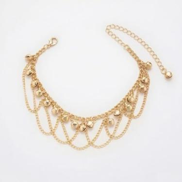 Imagem de Tornozeleira em tom único de prata - Jingle Bell: Design requintado de corrente em camadas, One Size, Metal, Sem Pedra Preciosa