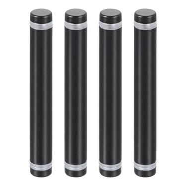 Imagem de 4 parafusos isolantes, parafusos publicitários de cabeça dupla de aço inoxidável de 1,27 cm x 9 cm, suportes de parede para suporte de placa de vidro acrílico, suporte de copo de vinho, preto