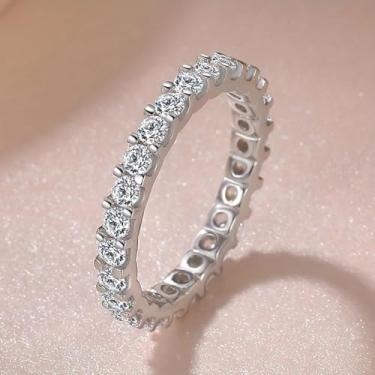 Imagem de Anéis de noivado de zircônia cúbica banhados a ouro branco elegante design simples alianças de noivado alianças de compromisso, festas noturnas, aniversário, dia dos namorados, alianças de eternidade