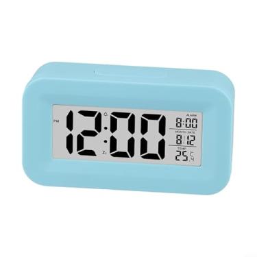 Imagem de Despertador digital de mesa, despertador de viagem digital LED, visor de mesa moderno, para mesa de cabeceira de mesa, bolsa de viagem para escritório em casa, viagem, 102 × 56 × 28 mm (azul)