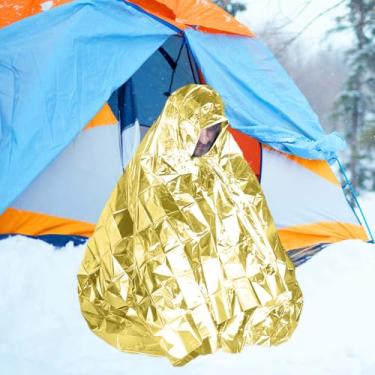 Imagem de Cobertor de emergência película de alumínio refletivo, térmico de sobrevivência, cobertor para acampamento, caminhadas, ao ar livre, capa térmica impermeável, dourado