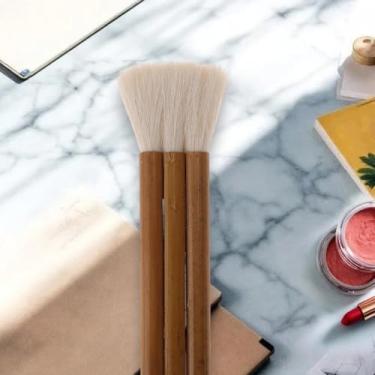 Imagem de Generic 1 pincel de pintura com cauda de cinzel, cabo de bambu com cerdas de lã, amarelo e branco, 14 cm